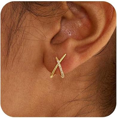Gold Silver Earrings for Women Trenady,Dainty 14K Gold Stud Earrings Simple Minimalist Hypoallerg... | Amazon (US)