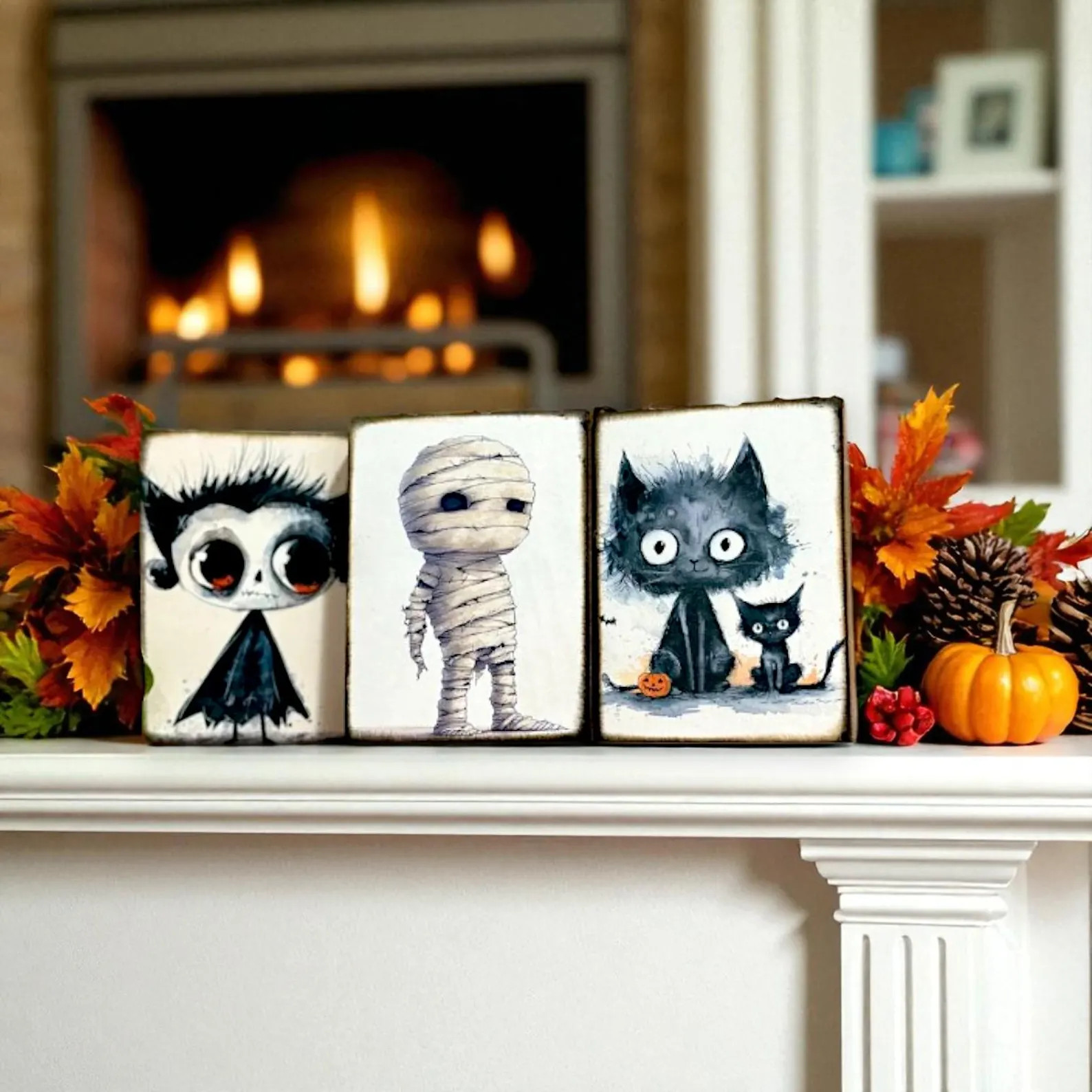 Cute Halloween Sign, Halloween Decor Small Wood Sign, Funny Halloween Monster Shelf Decor, Hallow... | Etsy (US)