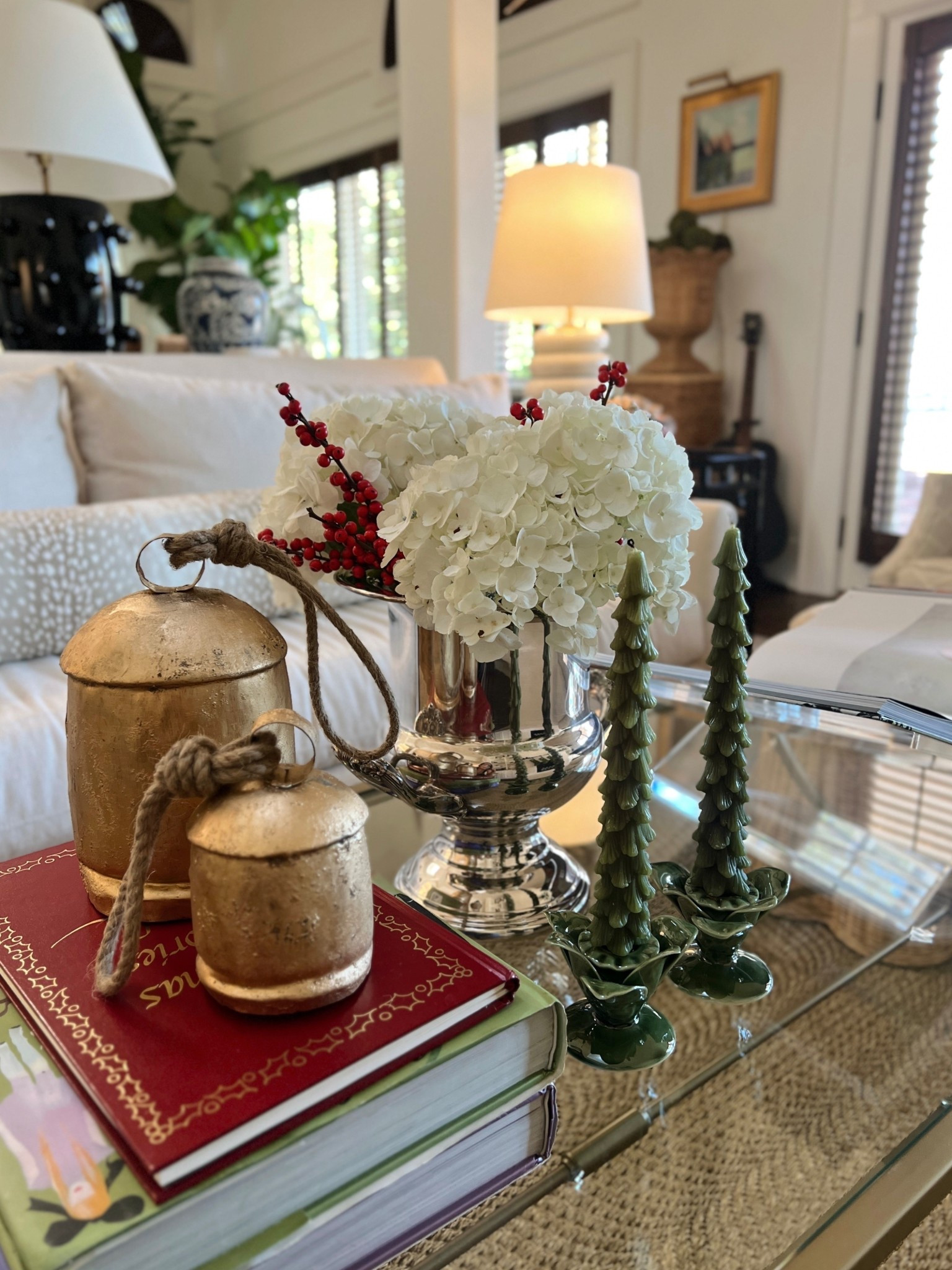 Gold bells and green candle stick holders with Christmas tree candlesticks

#LTKHoliday #LTKHome