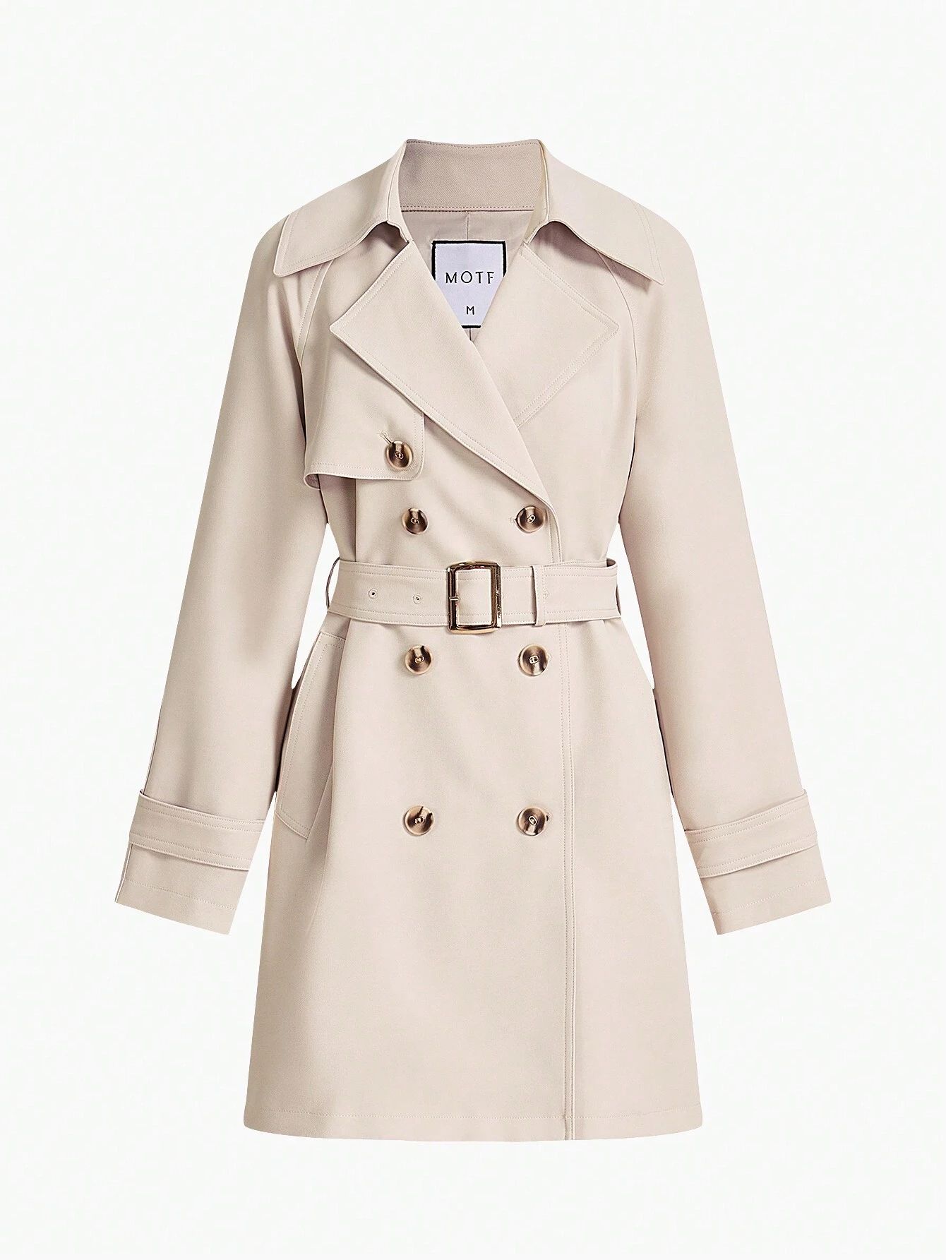 MOTF PREMIUM DOUBLE BREASTED BELTED TRENCH COAT | SHEIN