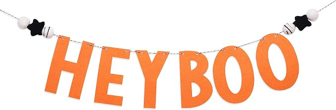 The Hey Boo Banner - Happy Halloween Garden Flag,Fall Wall Decor for Classroom,Cute Autumn Home D... | Amazon (US)