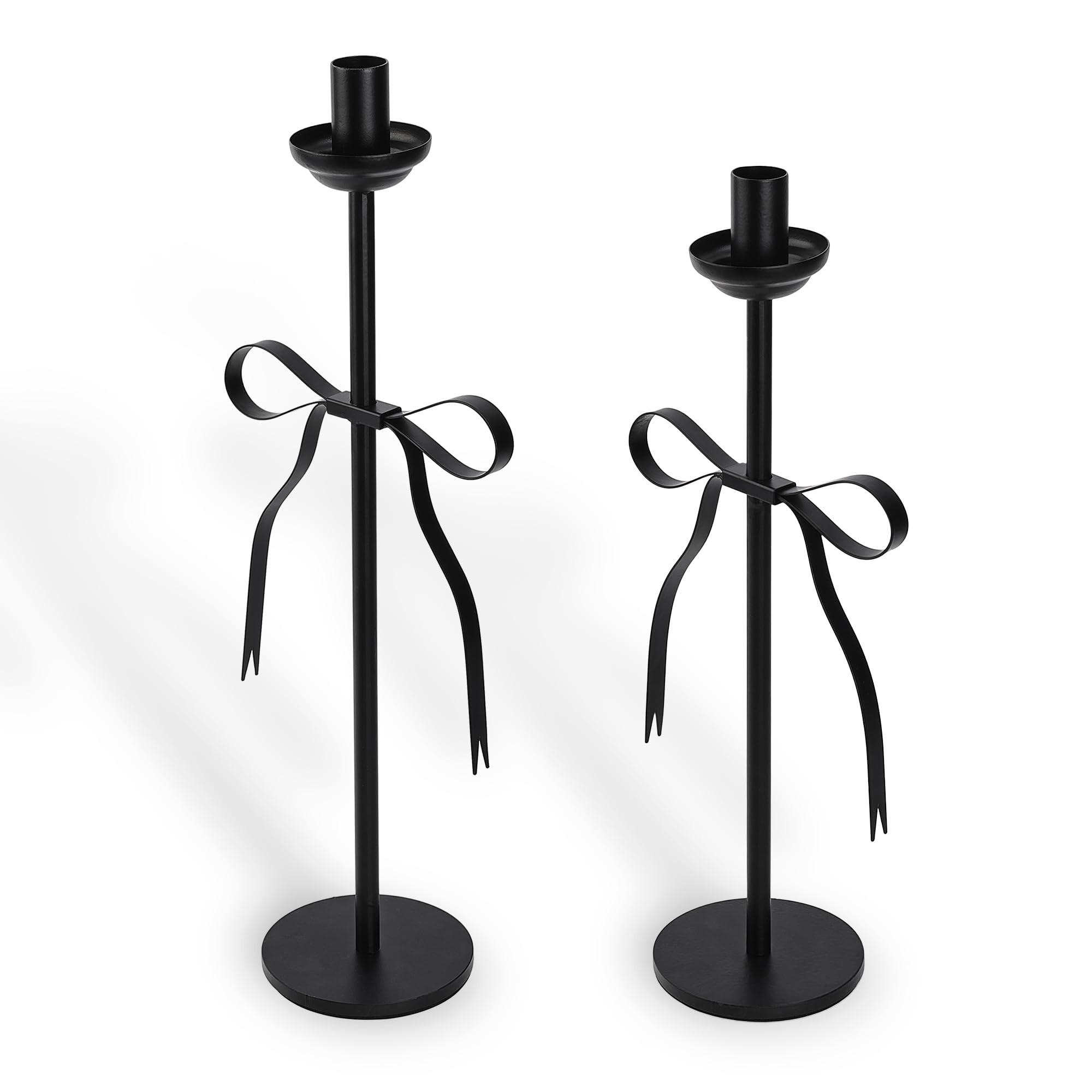 Black Taper Candlestick Holders,Set of 2 Bow Candle Stick Holders,Metal Modern Candle Stands Deco... | Amazon (US)