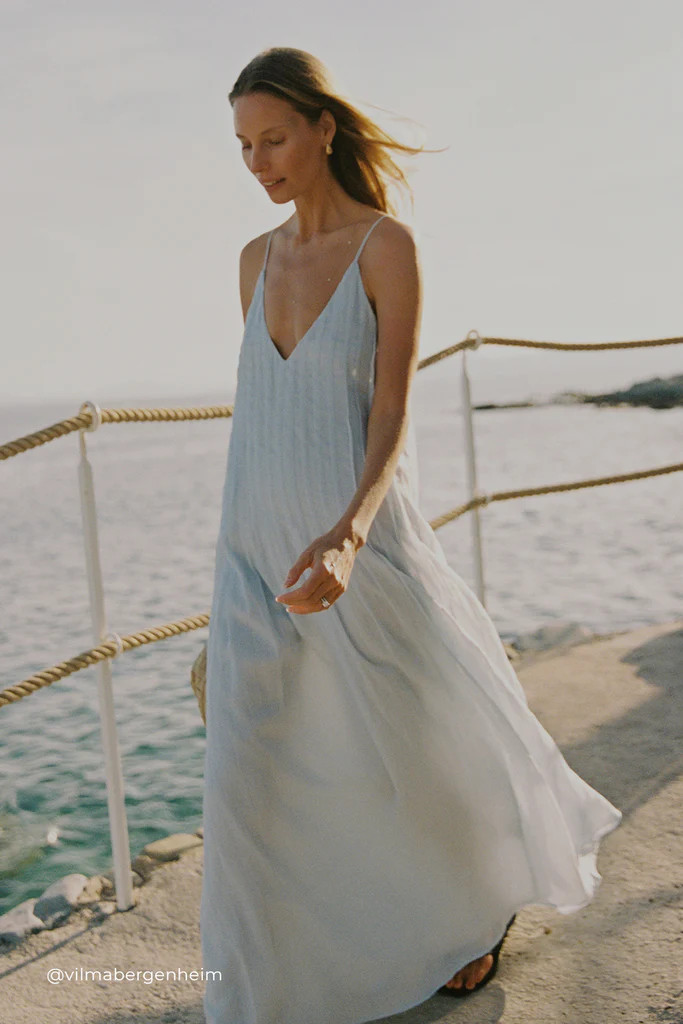 TAHLIA CORNFLOWER RAMIE MIDI DRESS | DISSH