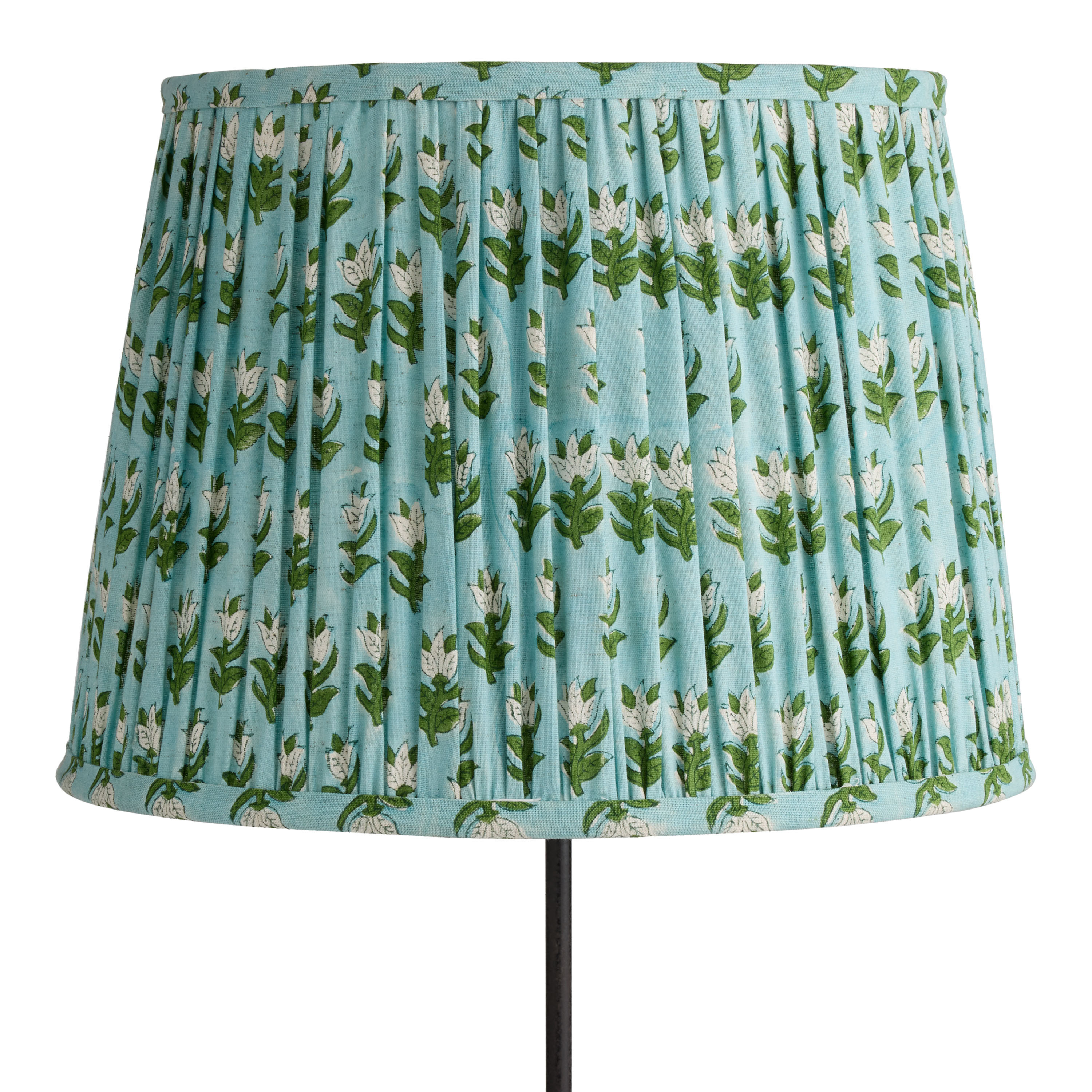 Turquoise Cotton Floral Pleated Block Print Table Lamp Shade | World Market