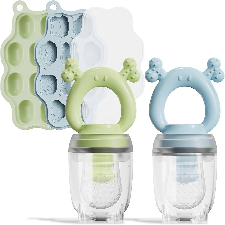 Silicone Baby Fruit Feeder with Freezer Tray (2 Pack),Baby Teethers,Baby Teething Toy,Breastmilk ... | Amazon (US)