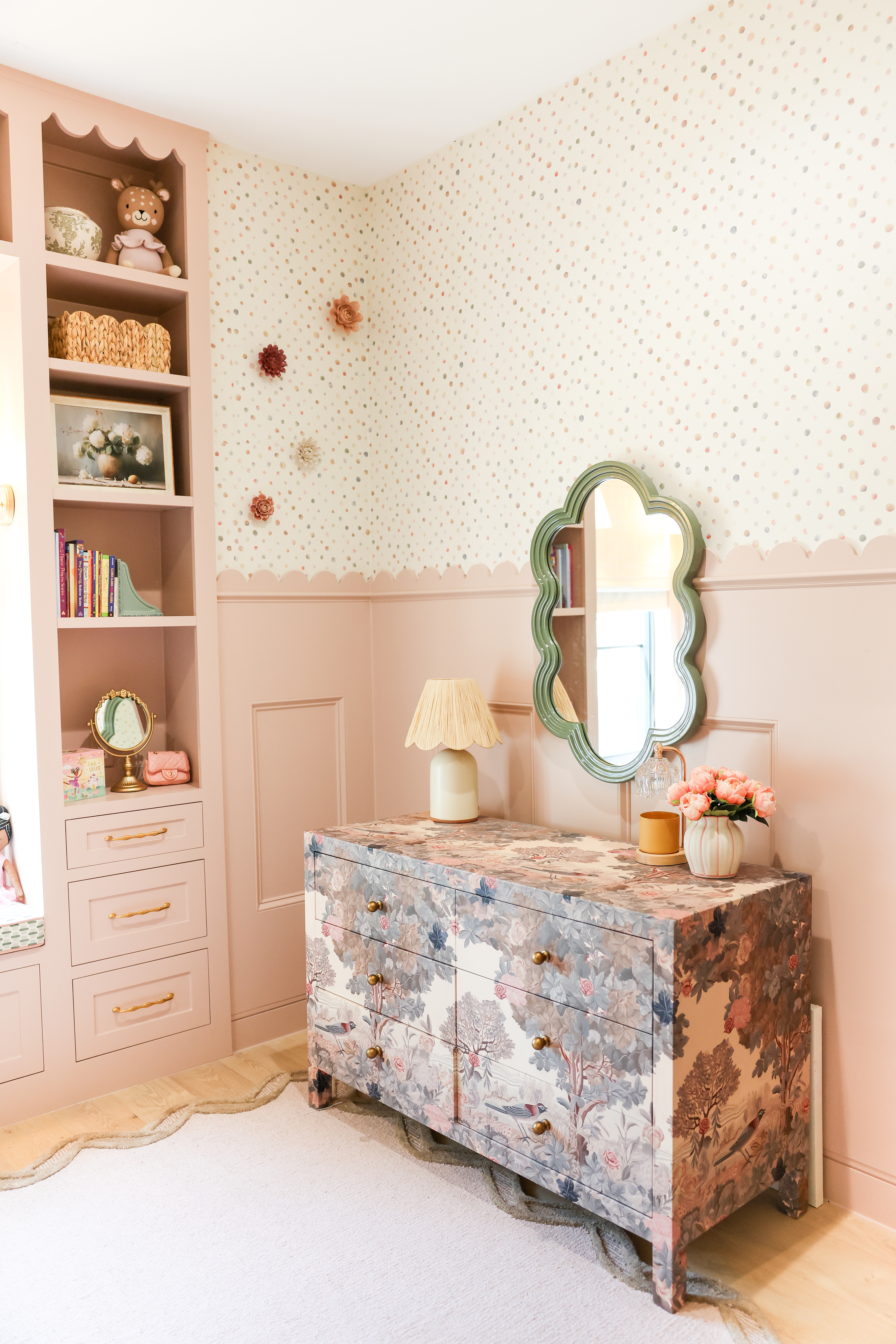 Cece’s dreamy little corner 🌸✨ Soft blush tones, whimsical wallpaper, and the sweetest Anthropologie touches to bring it all together. 💕 Use code TARYN20 

 #LTKHome #LTKSaleAlert #LTKKids