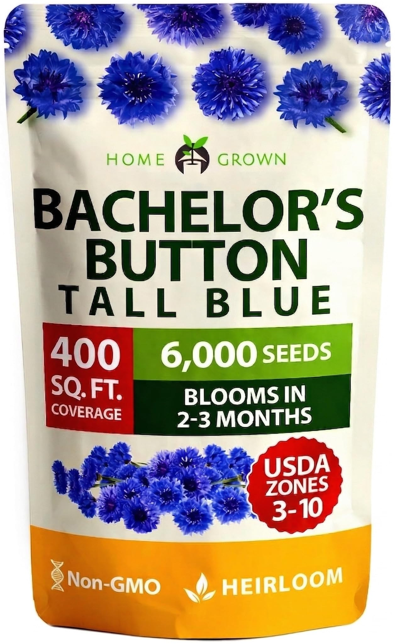HOME GROWN Bachelor Button Seeds Tall Blue - 6000 Cornflower, Stunning Blue Blooms for Wildflower... | Amazon (US)