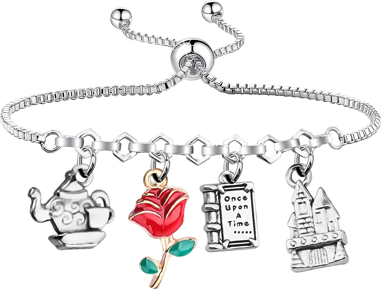 MYOSPARK Beauty And The Bracelet Belle Rose Inspired Gift Rose Flower Bracelet Princess Bracelet ... | Amazon (US)