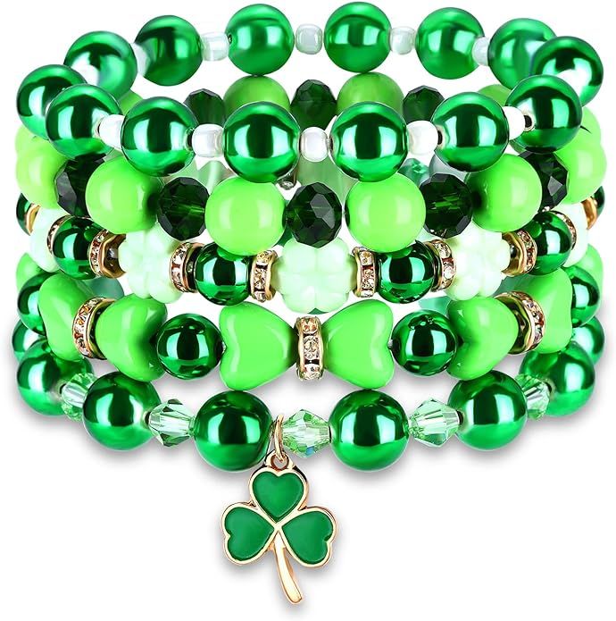5 Pack Beaded Bracelet Stackable Christmas Thanksgiving St. Patrick’s Day Valentine's Day Beade... | Amazon (US)