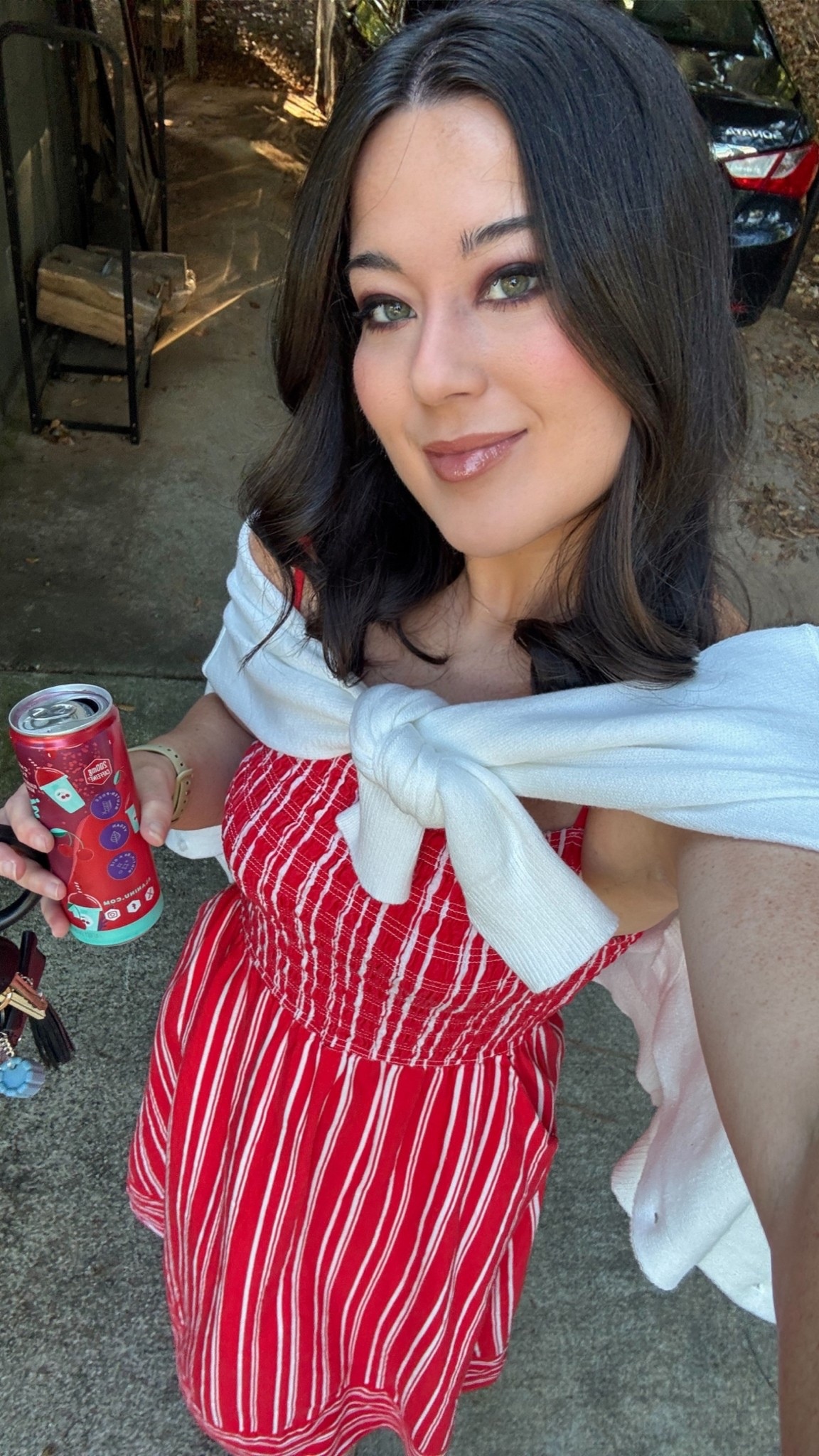 Red white striped dress 