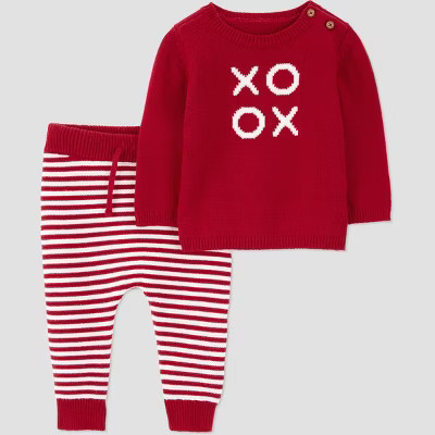 Carter's Just One You® Baby 2pc Valentine's Day XOXO Sweatshirt and Jogger Pants Set - Red 9M | Target