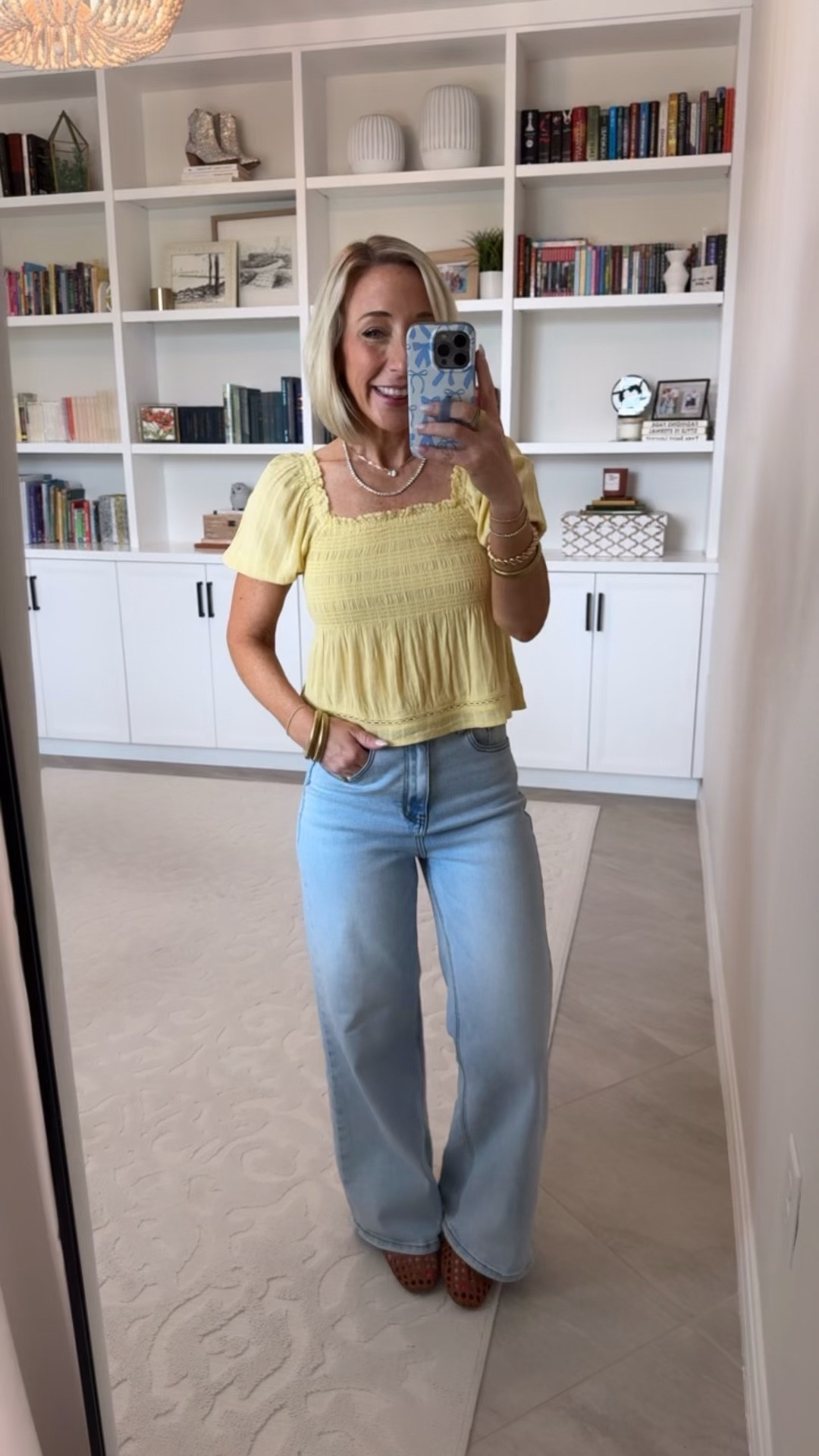 Walmart - fun new finds. Squared Toe Woven Ballet Flats - size XS. $54.99. 3 colors. Tennis Necklace - $49.99 (Originally $170). 2 colors. Waverly Cotton Smocked Blouse - size XS. $28.50. 2 colors. * Wide Leg Jeans - size 25. 

 

#LTKOver40 #LTKSeasonal