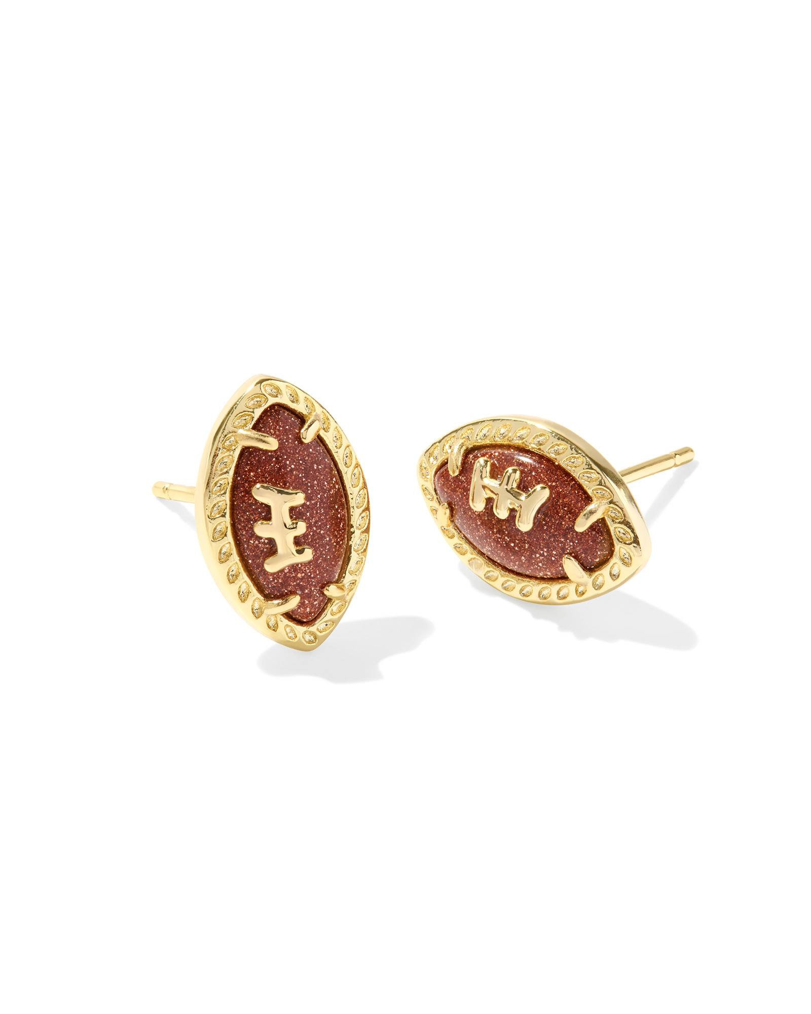 Kendra Scott Football Gold Stud Earrings in Orange | Goldstone | Kendra Scott