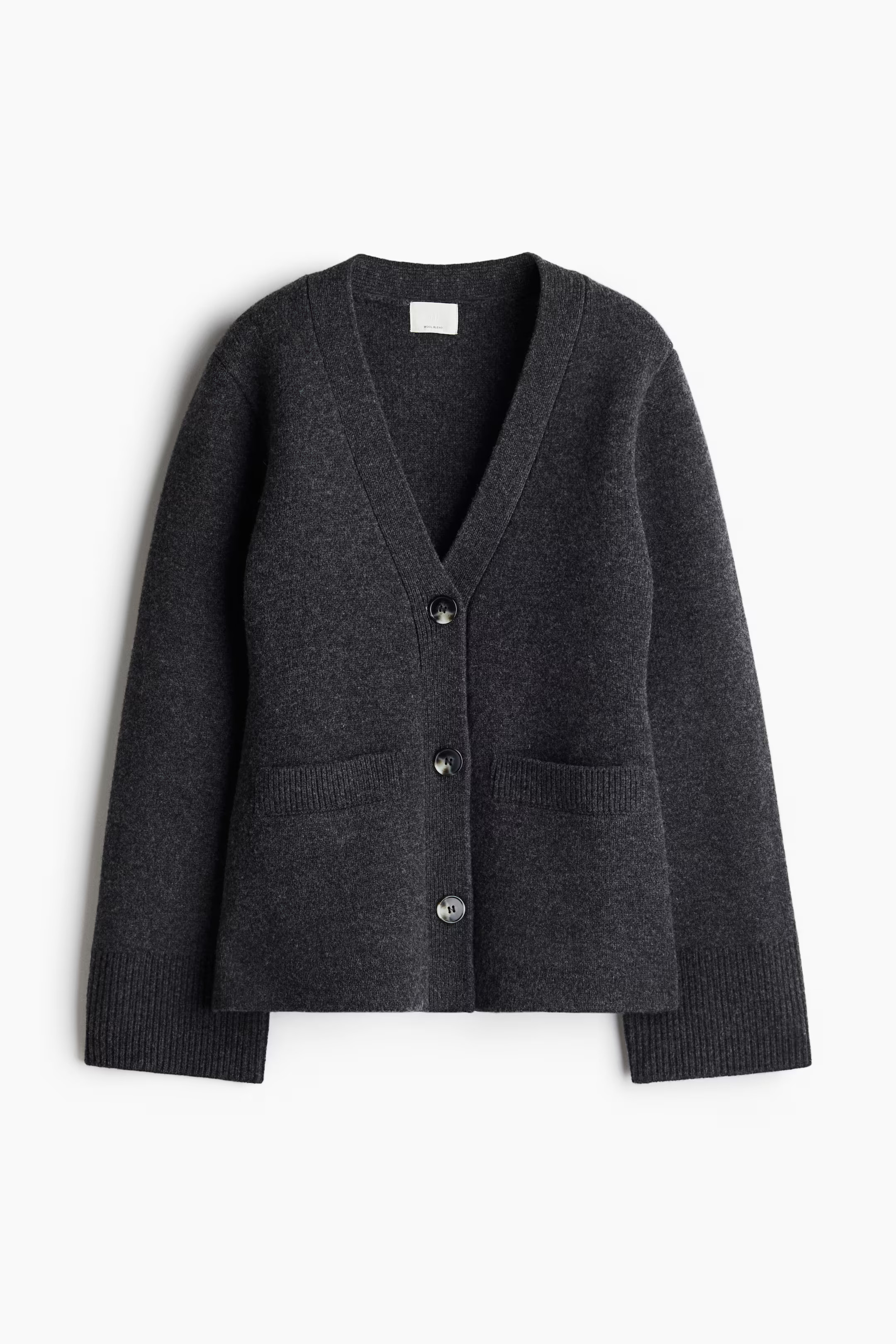 Knitted wool cardigan - Dark grey marl - Ladies | H&M GB | H&M (UK, MY, IN, SG, PH, TW, HK)
