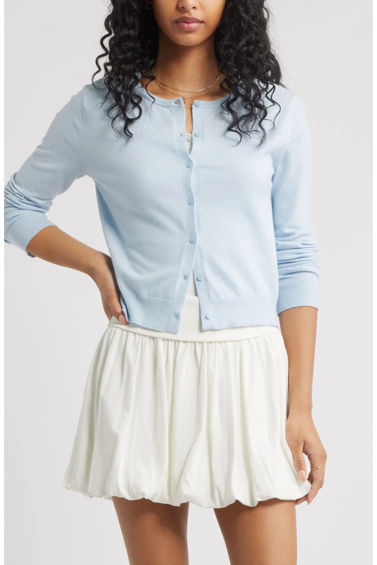Crewneck Cotton Blend Cardigan (Women) | Nordstrom | Nordstrom