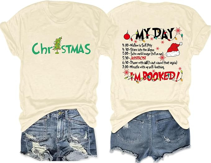 Merry Christmas Shirt Women Funny Christmas Cartoon Graphic Tees Movie Shirts Xmas Party Short Sl... | Amazon (US)