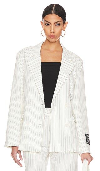 Jolie Blazer in White Pin Stripe | Revolve Clothing (Global)