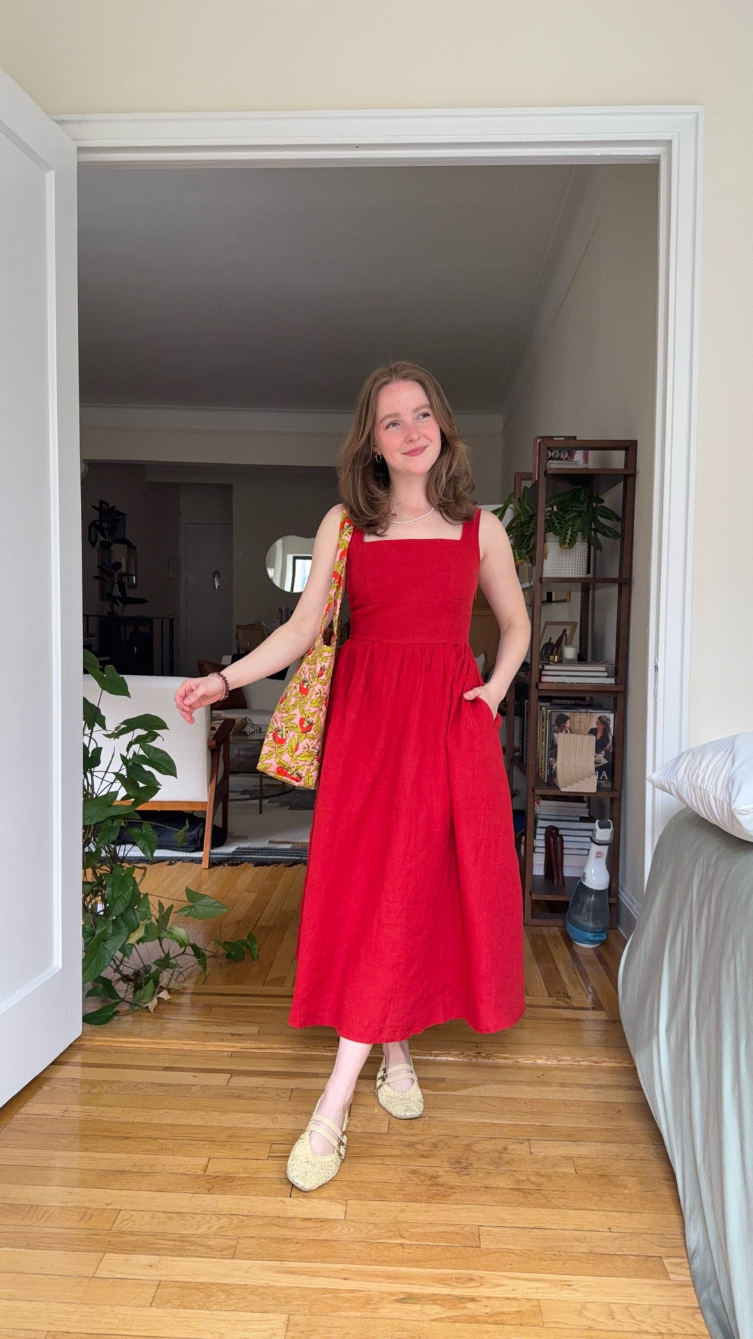 Easy spring outfits for women. Linen red dress with pockets. Wearing xs free shipping. @Quince 

#LTKSeasonal