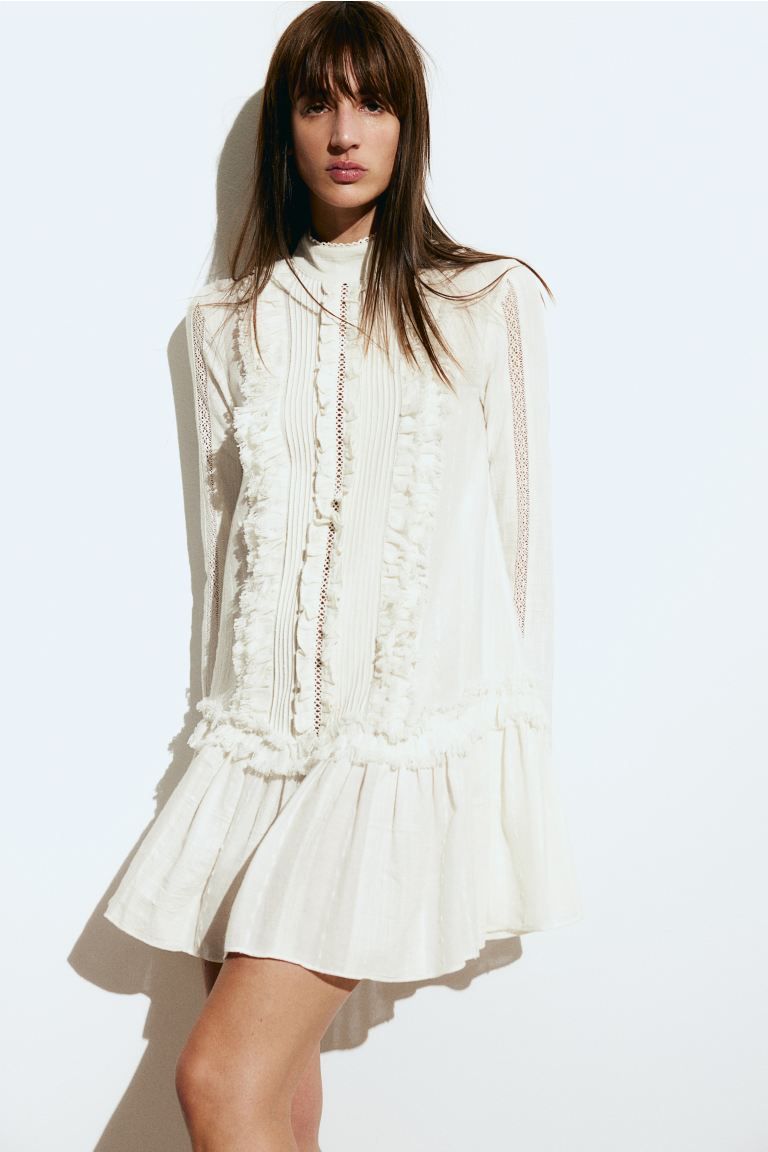 Ruffled Dress - Cream - Ladies | H&M US | H&M (US + CA)
