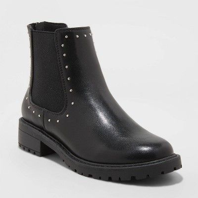Women's Campbell Double Gore Studded Chelsea Boots - Universal Thread™ Black | Target