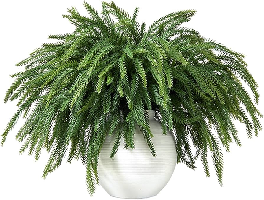 16 Pcs Christmas Norfolk Pine Branches,19" Real Touch Artificial Faux Norfolk Pine Stems,Artifici... | Amazon (US)