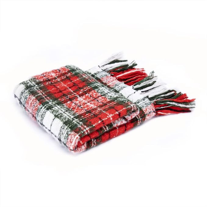 G Lake Christmas Plaid Throw Blanket Green Red Super Soft Faux Cashmere Blankets with Tassels for... | Amazon (US)