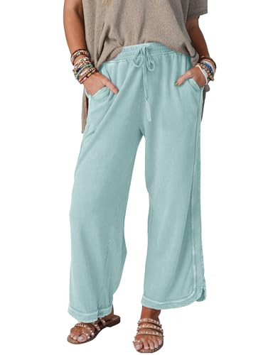 Amazon.com: Malajisi Women's Casual Wide Leg Pants High Waist Drawstring Sweatpants Baggy Athleti... | Amazon (US)