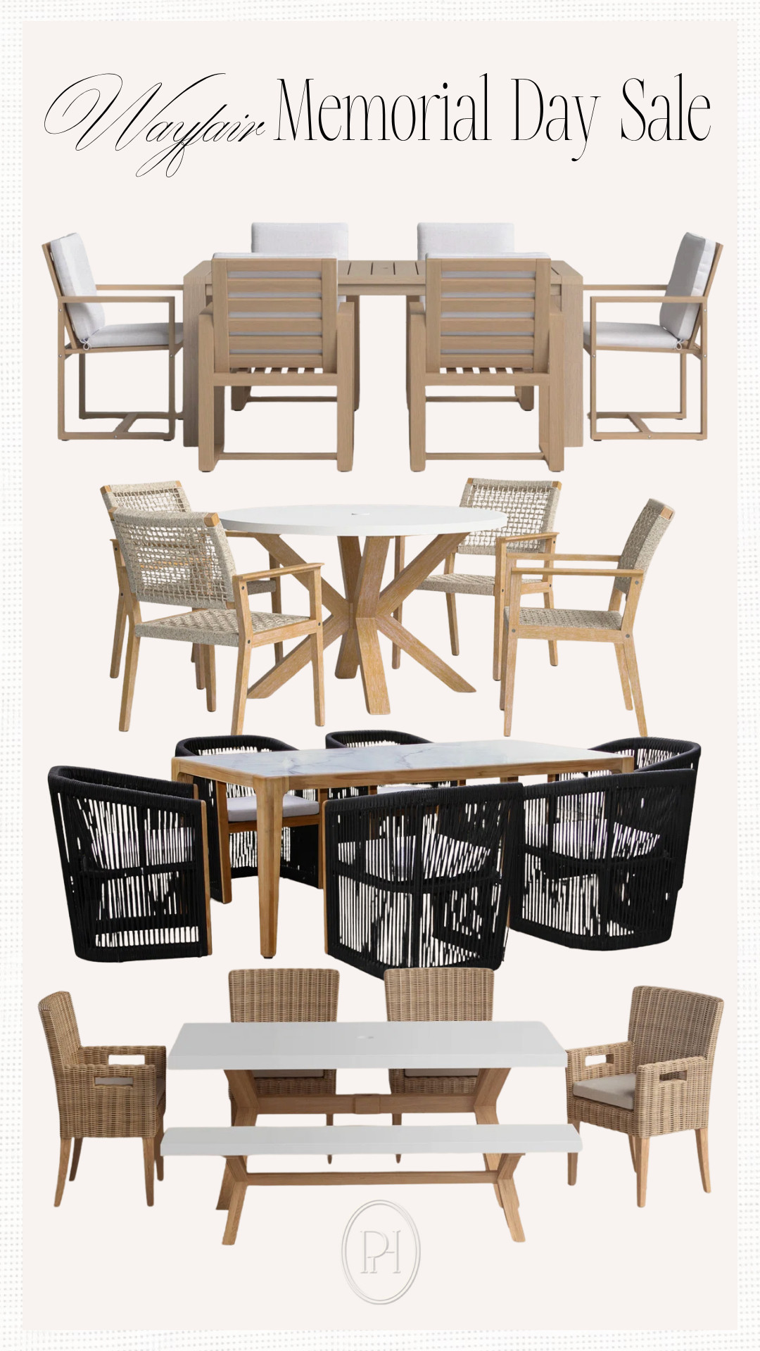 Patio dining sets I'm currently loving on Wayfair! All on sale for the Wayfair Memorial Day Sale!

outdoor dining set, patio furniture, outdoor furniture, neutral dining set, black dining chairs, round dining table, outdoor bench, outdoor dining table, outdoor dining chairs, patio dining table, patio dining chairs, summer patio 

 #LTKSeasonal #LTKHome #LTKSaleAlert