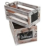 MyGift Torched Wood Finish Decorative Boxes, Nesting Storage Crates with Chalkboard Labels and Handl | Amazon (US)
