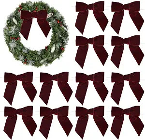 AIMUDI Burgundy Velvet Bows 4.5" Burgundy Christmas Bows for Tree Premade Bows for Wreaths Twist ... | Amazon (US)