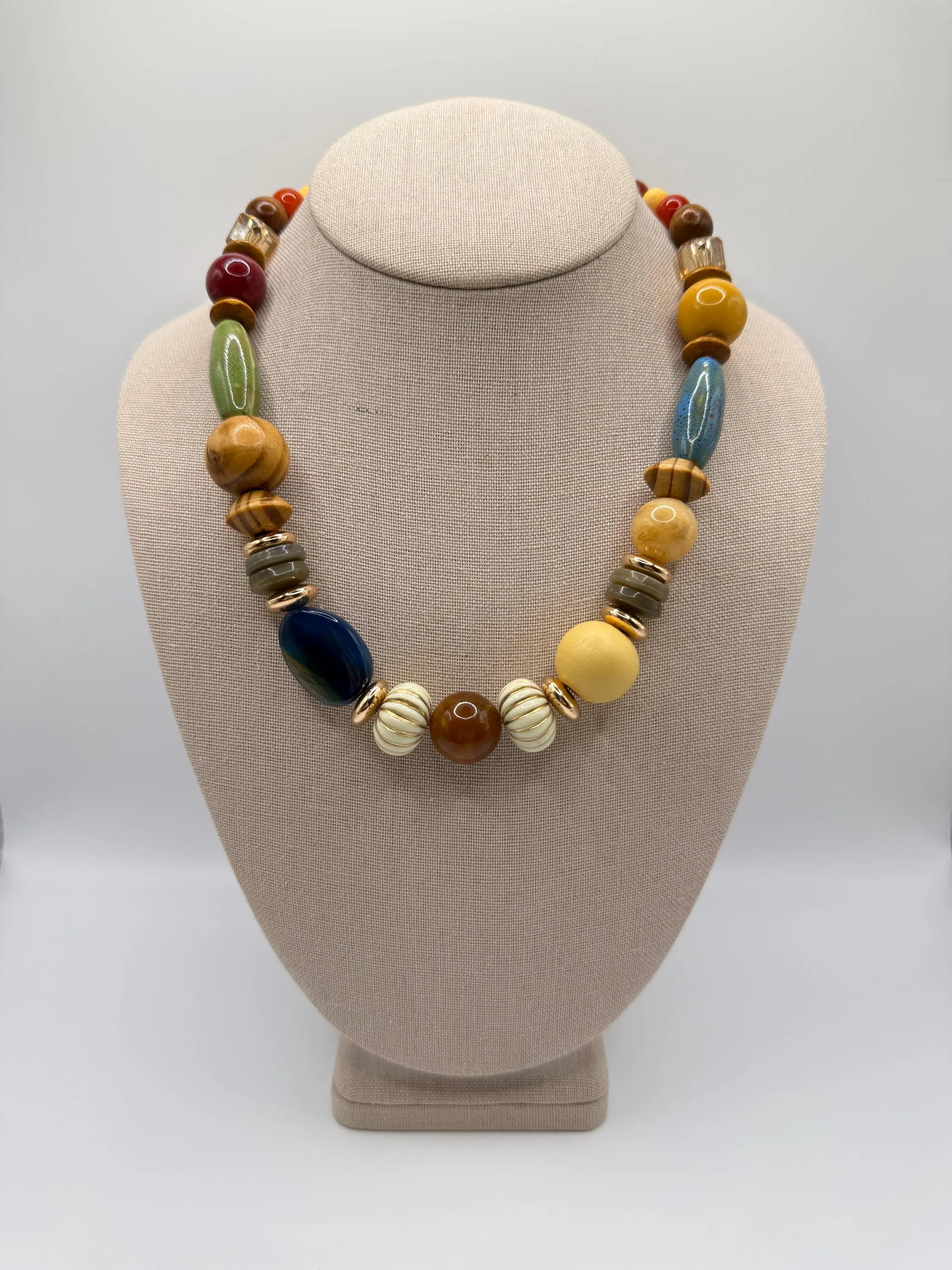 Earthy Bohemian Chic Beaded Statement Necklace – Mixed Gemstones & Wood Accents With Toggle Cla... | Etsy (US)