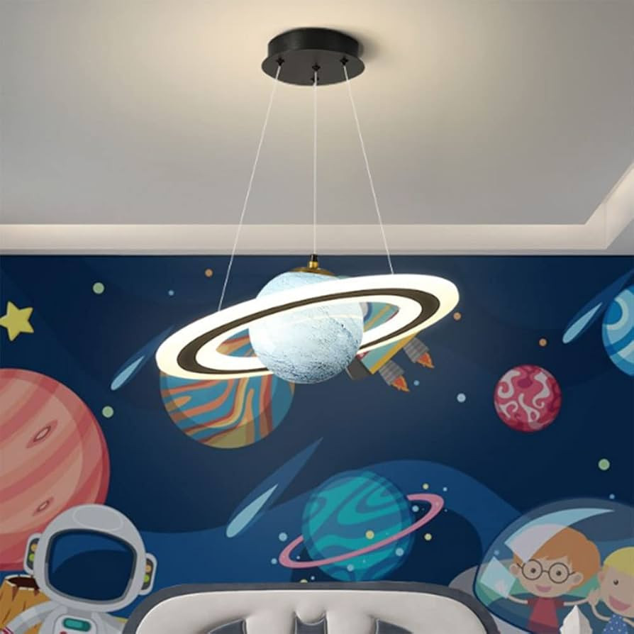 Children's Room Planet Glass Pendant Lights Creative Blue Planet Boy and Girl Room Glass Chandeli... | Amazon (US)