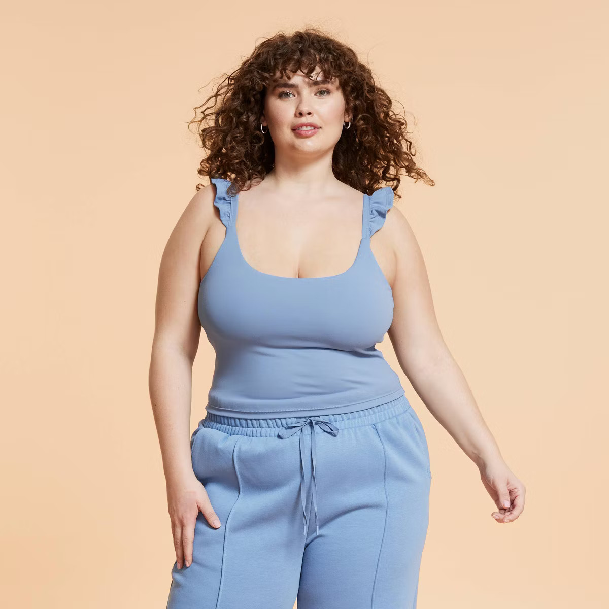 Blogilates Women's Ruffle Tank Top - Steel Blue 1X | Target