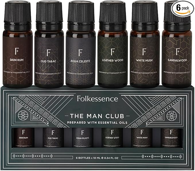 Folkulture Essential Oils Set for Men | Set of 6 (0.34 Fl Oz or 60ml) Diffuser Oils for Home | Ou... | Amazon (US)