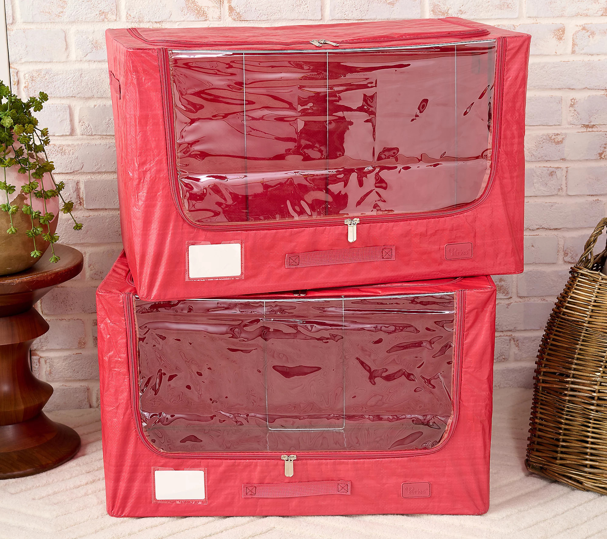 As Is Periea Set of 2 Jumbo Tarp Storage Boxes | QVC