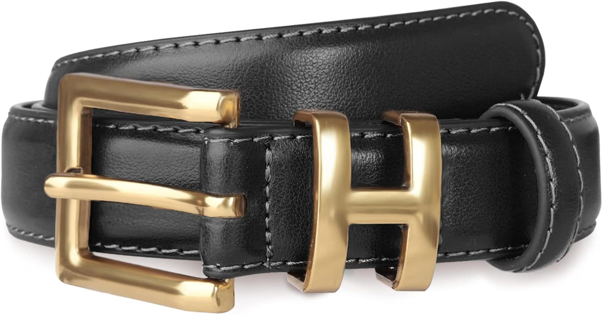 Women's Fashion Classic Metal Buckle Leather Belt with Jeans Dress | Amazon (US)