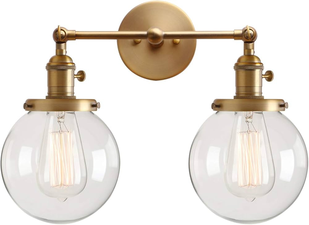 PERMO Double Sconce Vintage Industrial Antique 2-Lights Wall Sconces with Dual Mini 5.9" Round Cl... | Amazon (US)