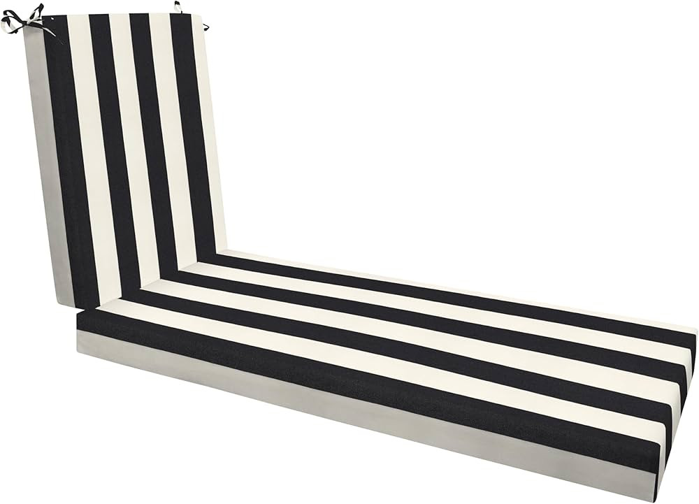 Honeycomb Outdoor Chaise Lounge, 22.5 x 70, Cabana Stripe Black & Ivory Chair Cushion for Patio F... | Amazon (US)