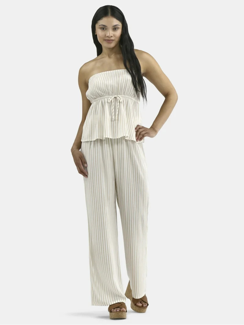 No Boundaries Tube Top and Palazzo Pants Set, 2-Piece, Women's | Walmart (US)