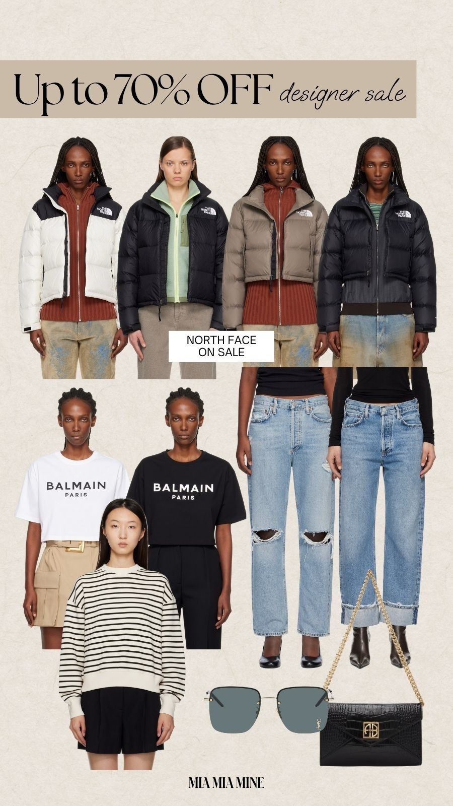 Ssense designer sale - save up to 70% off agolde, anine bing, and Balmain
North face puffer coats are 20% off 



#LTKSeasonal #LTKSaleAlert #LTKHoliday
