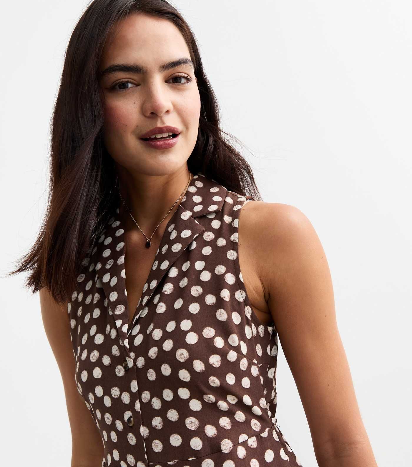 Brown Polka Dot Pattern Sleeveless Midi Shirt Dress
						
						Add to Saved Items
						Remove ... | New Look (UK)