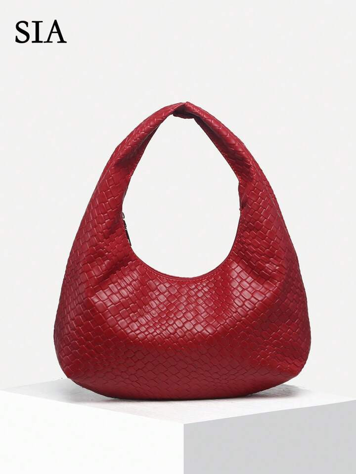 1pc Women Retro Chic Casual Faux Woven Leather Leopard Print Shoulder/Underarm Bag, Suitable For ... | SHEIN