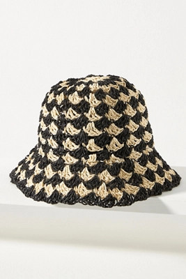 By Anthropologie Straw Checkered Bucket Hat | Anthropologie (US)