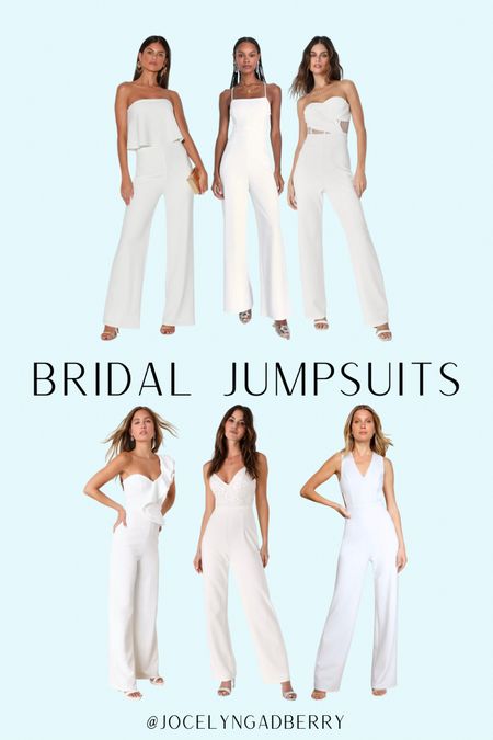 Bridal jumpsuits white wedding outfit bachelorette party bridal shower

#LTKunder100 #LTKstyletip #LTKwedding