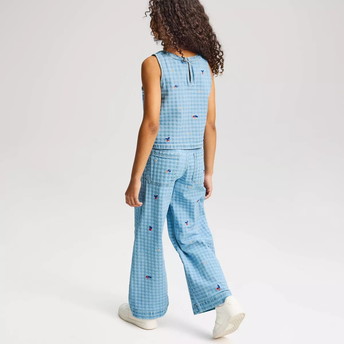 Girls' Denim Embroidered Tank Top - Cat & Jack™ Blue XS | Target