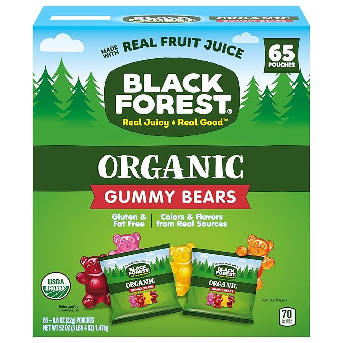 Black Forest Organic Gummy Bears Candy, 0.8 Ounce Pouches (65 Count) | Amazon (US)