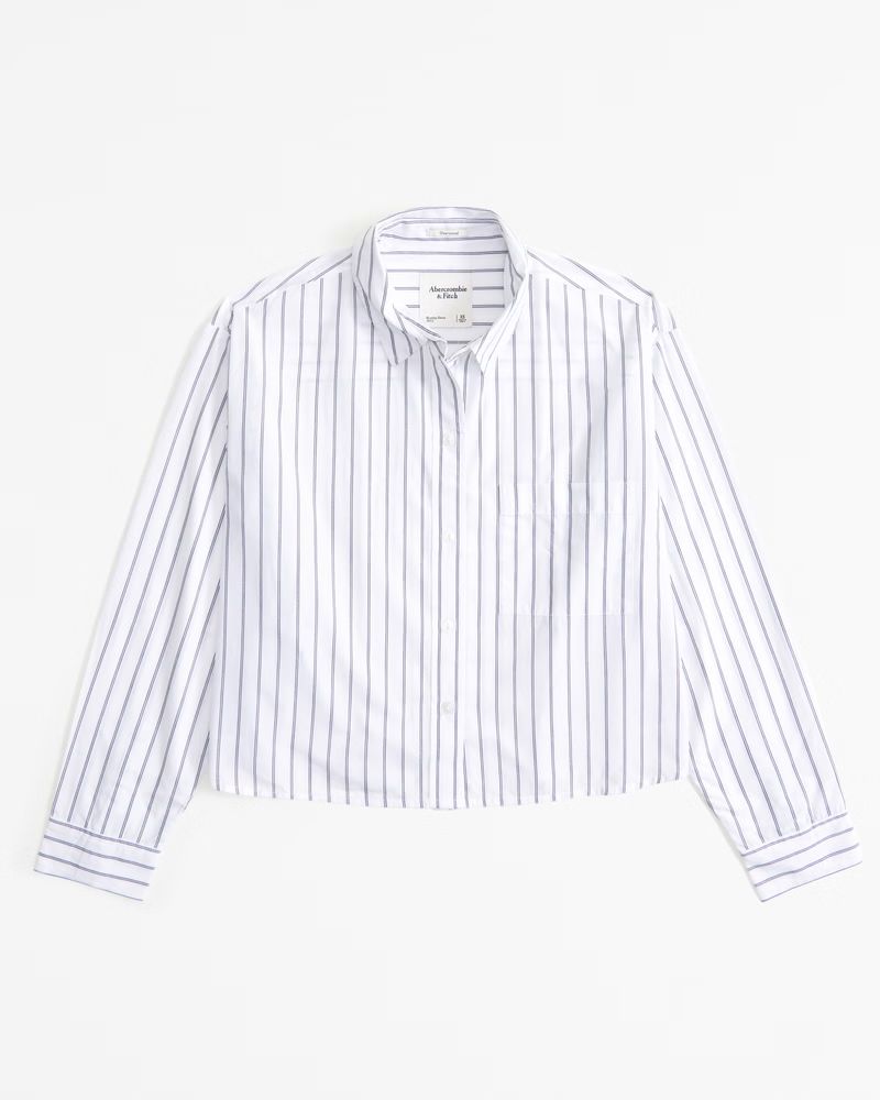 Women's Oversized Cropped Poplin Shirt | Women's Tops | Abercrombie.com | Abercrombie & Fitch (US)