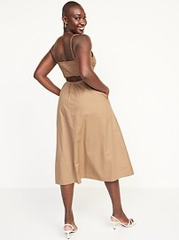 Fit & Flare Sleeveless Smocked-Bodice Midi Dress for Women | Old Navy (CA)