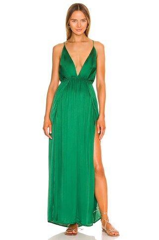 Indah River Triangle Plunge Wrap Maxi Dress in Clover from Revolve.com | Revolve Clothing (Global)