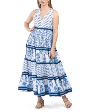 Woven Mix Print Tiered Maxi Dress | Marshalls